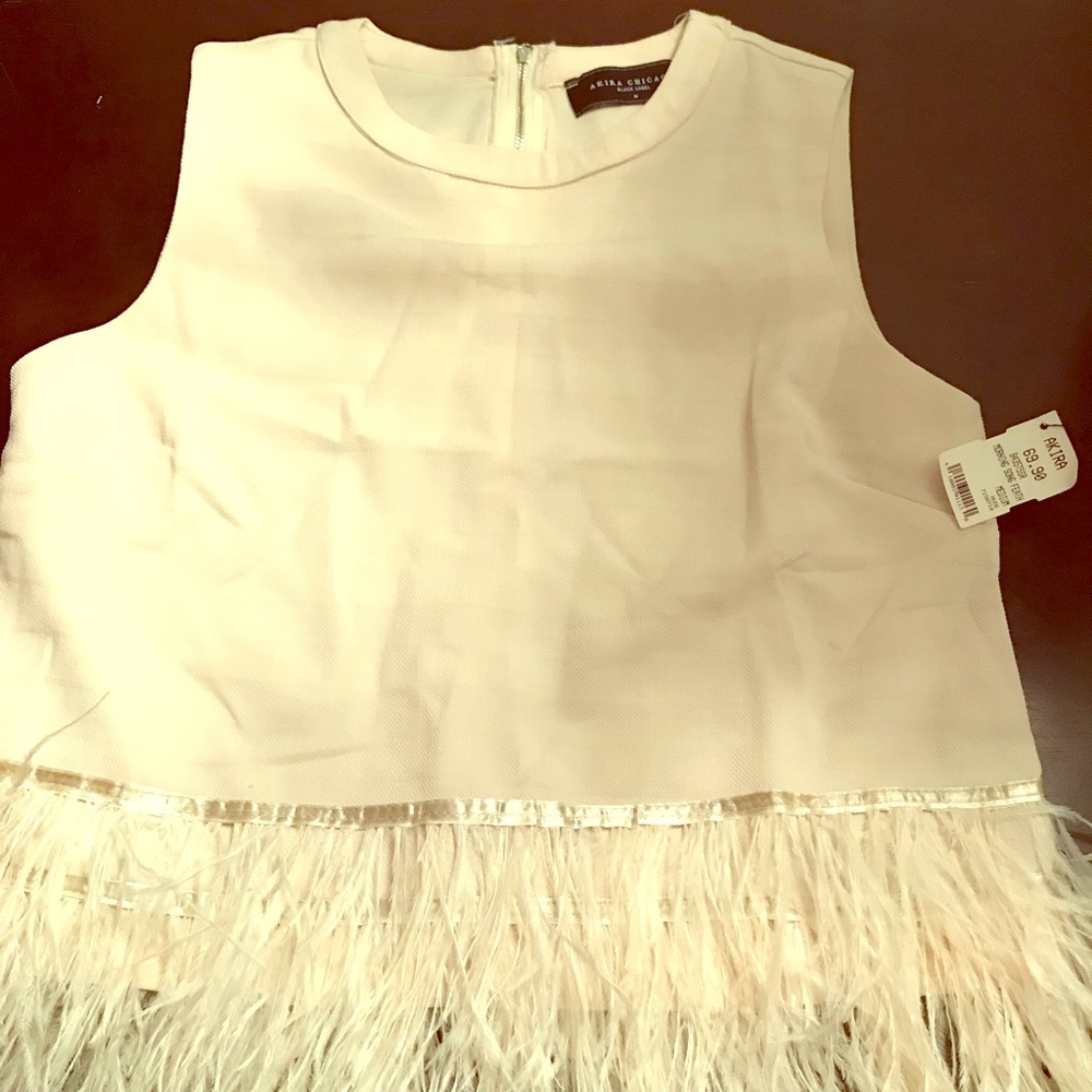 Boho feather trimmed top - Akira Black collection